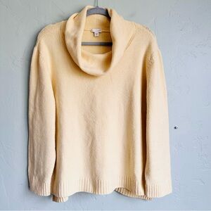 J.‎ Jill Women’s Butter Yellow Cotton Wool Blend Cowl Neck Cozy Sweater XL EUC